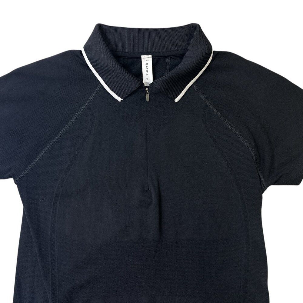 Athleta Momentum Polo Tee Seamless Black Sz S NWOT - Picture 4 of 12